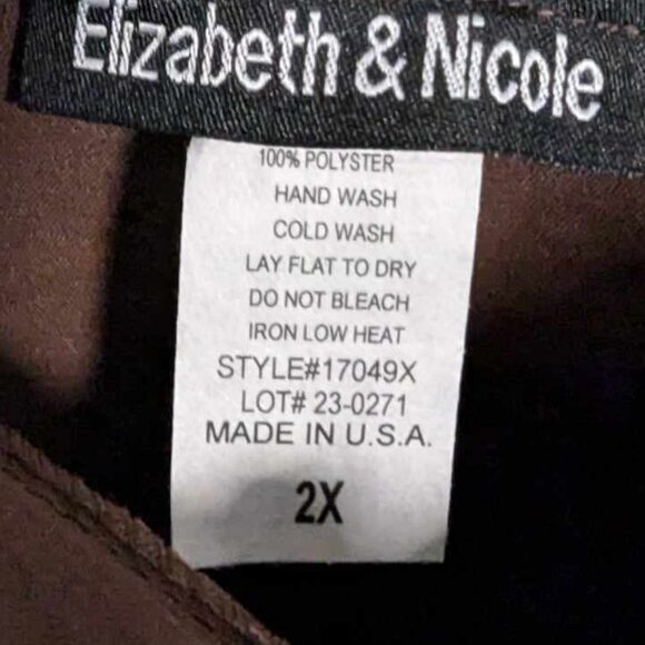 ELIZABETH & NICOLE womens straight leg pull on pants brown 2X  w-156 - Picture 4 of 4